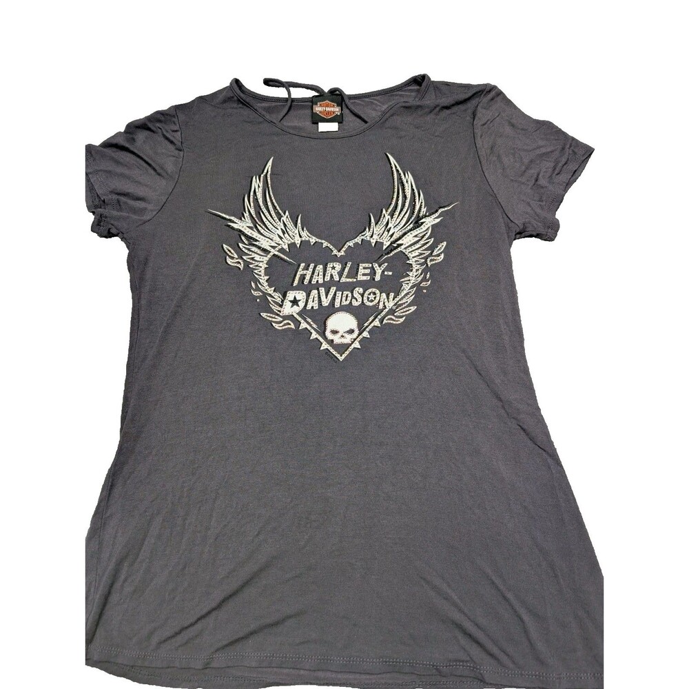 Harley Davidson Women’s XL Black Graphic T‑Shirt Short Sleeve Motorcycle Top